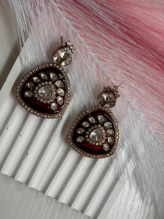 FMC1215 - Meenakari Mossanite Kundan Earrings