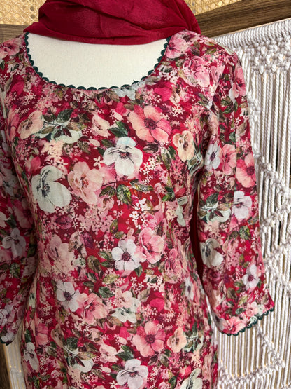 Pure Tabby Silk Printed Suit