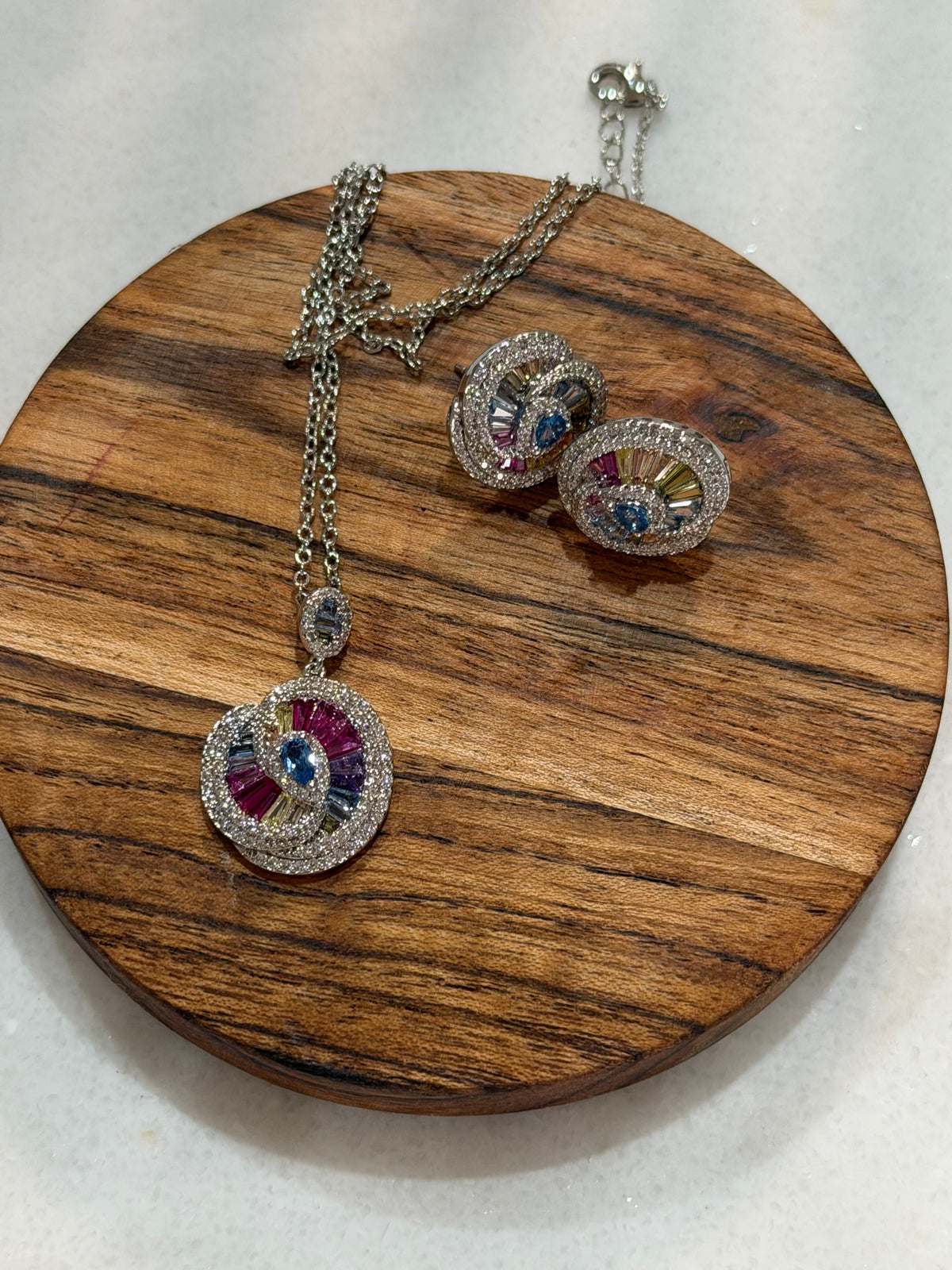 White Gold Plated Pendant Set