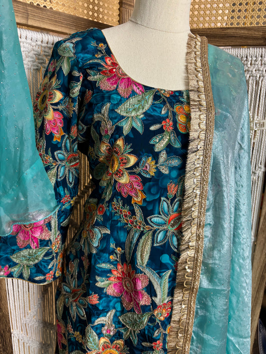 Party Wear Umbrella Plazo Suit