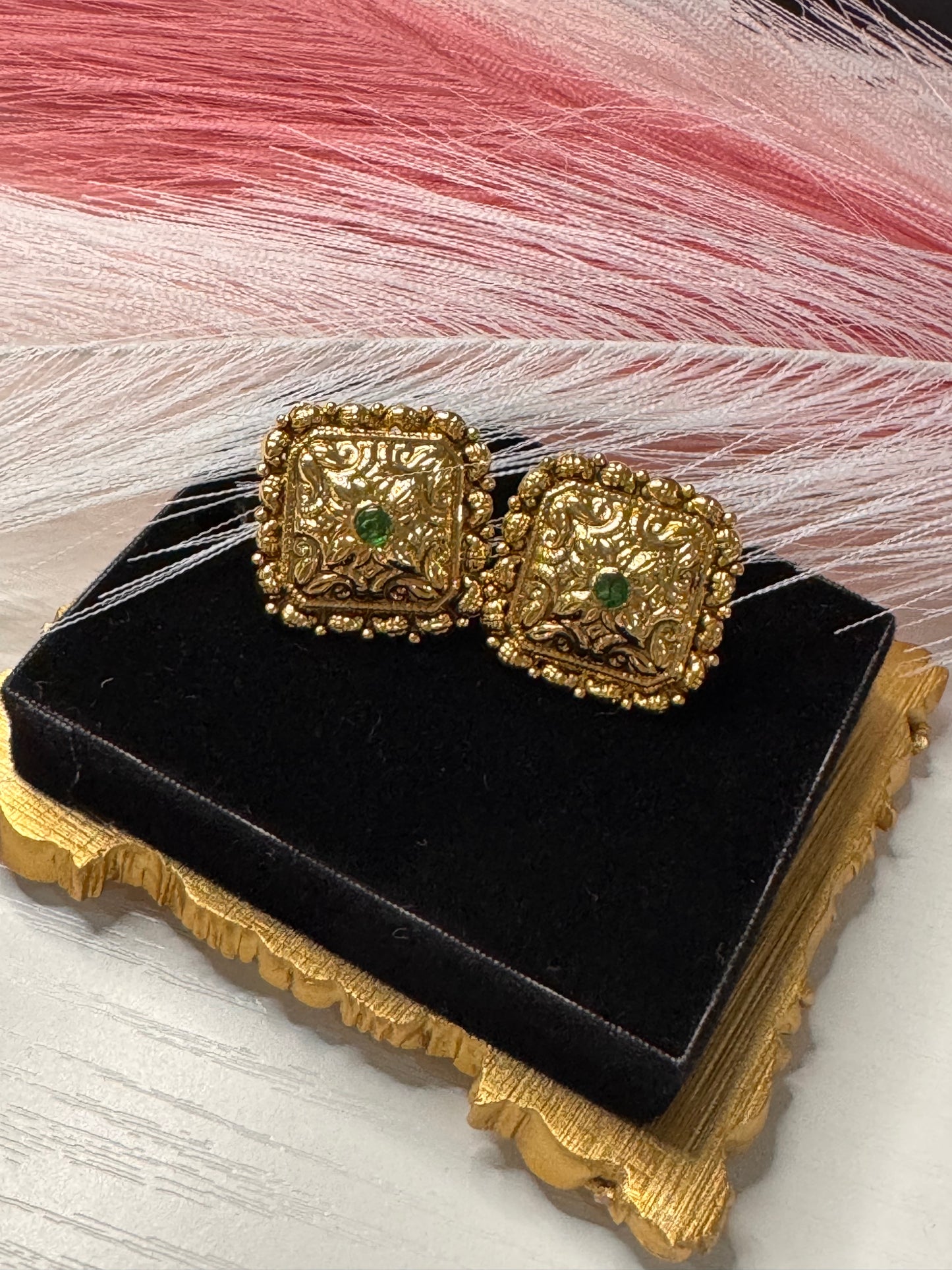 FMC425 - Antique Gold Plated Stud Earrings