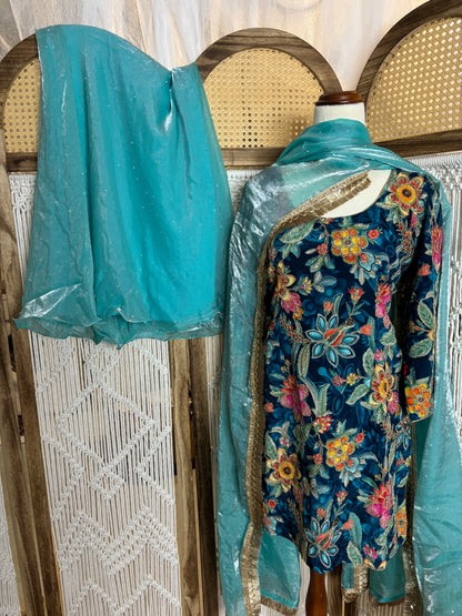 Party Wear Umbrella Plazo Suit