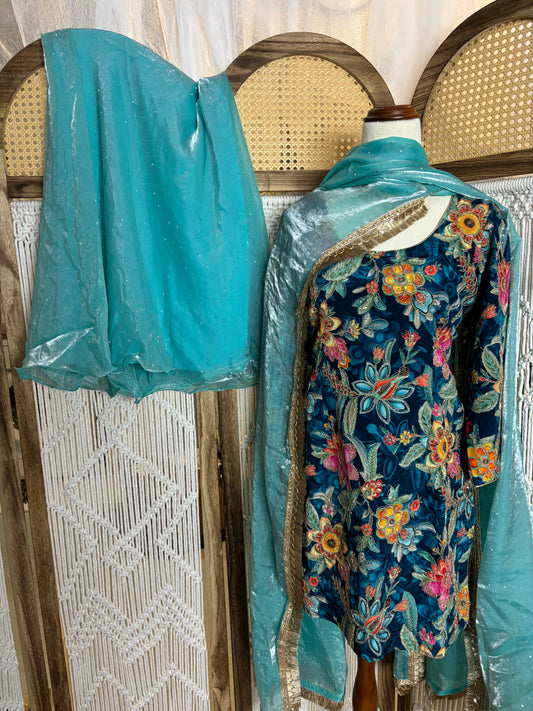 Party Wear Umbrella Plazo Suit