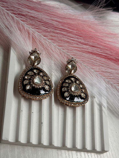 FMC1215 - Meenakari Mossanite Kundan Earrings