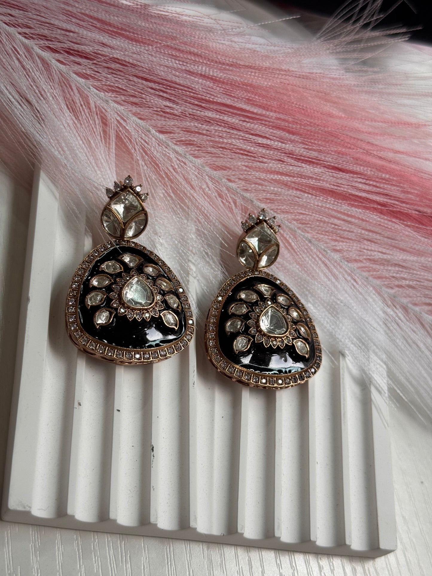 FMC1215 - Meenakari Mossanite Kundan Earrings