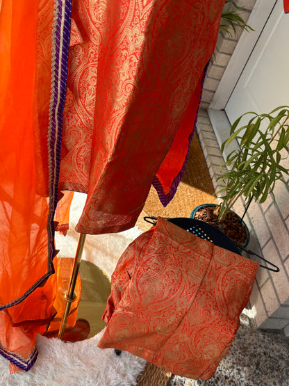 Kheen Khaab (Banarasi) Suit In Orange