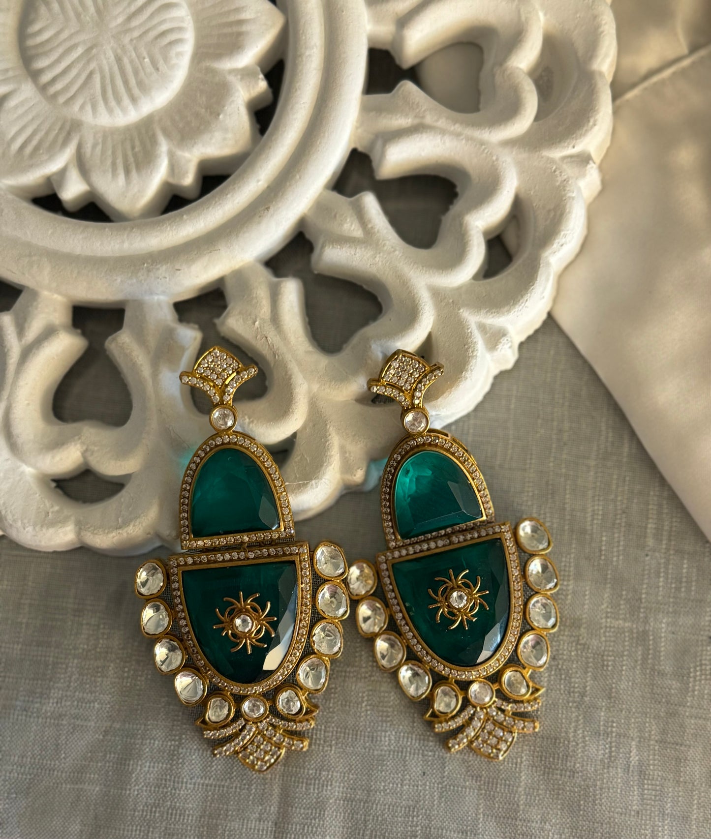 FMC1789 - Mossanite Kundan Earrings