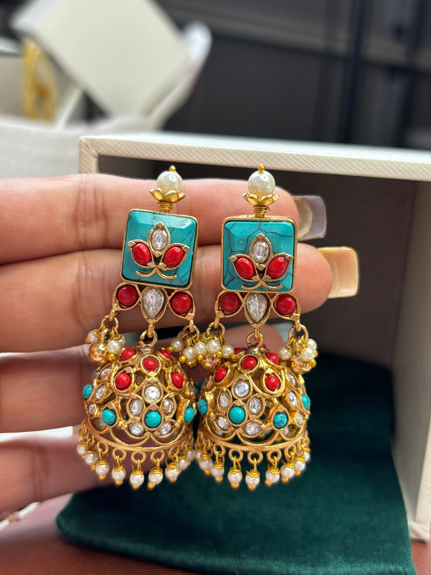 FMC1651 - Bikaneri Pachi Jhumki Earrings