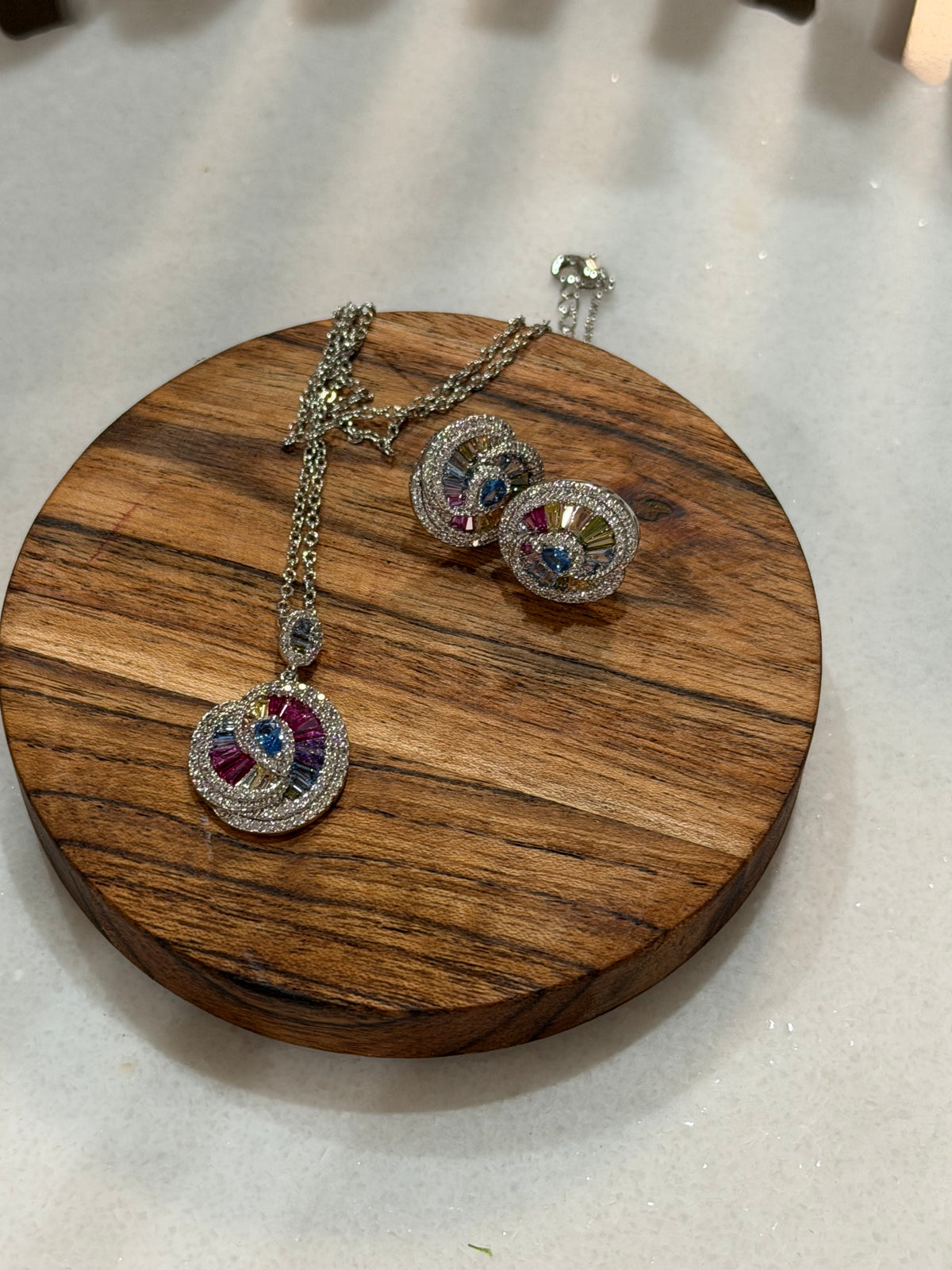 White Gold Plated Pendant Set