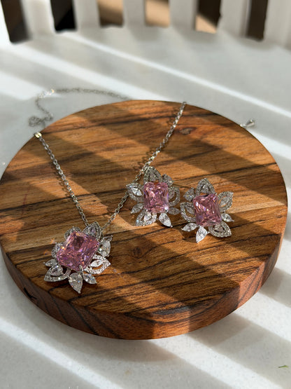 White Gold Plated Pendant Set