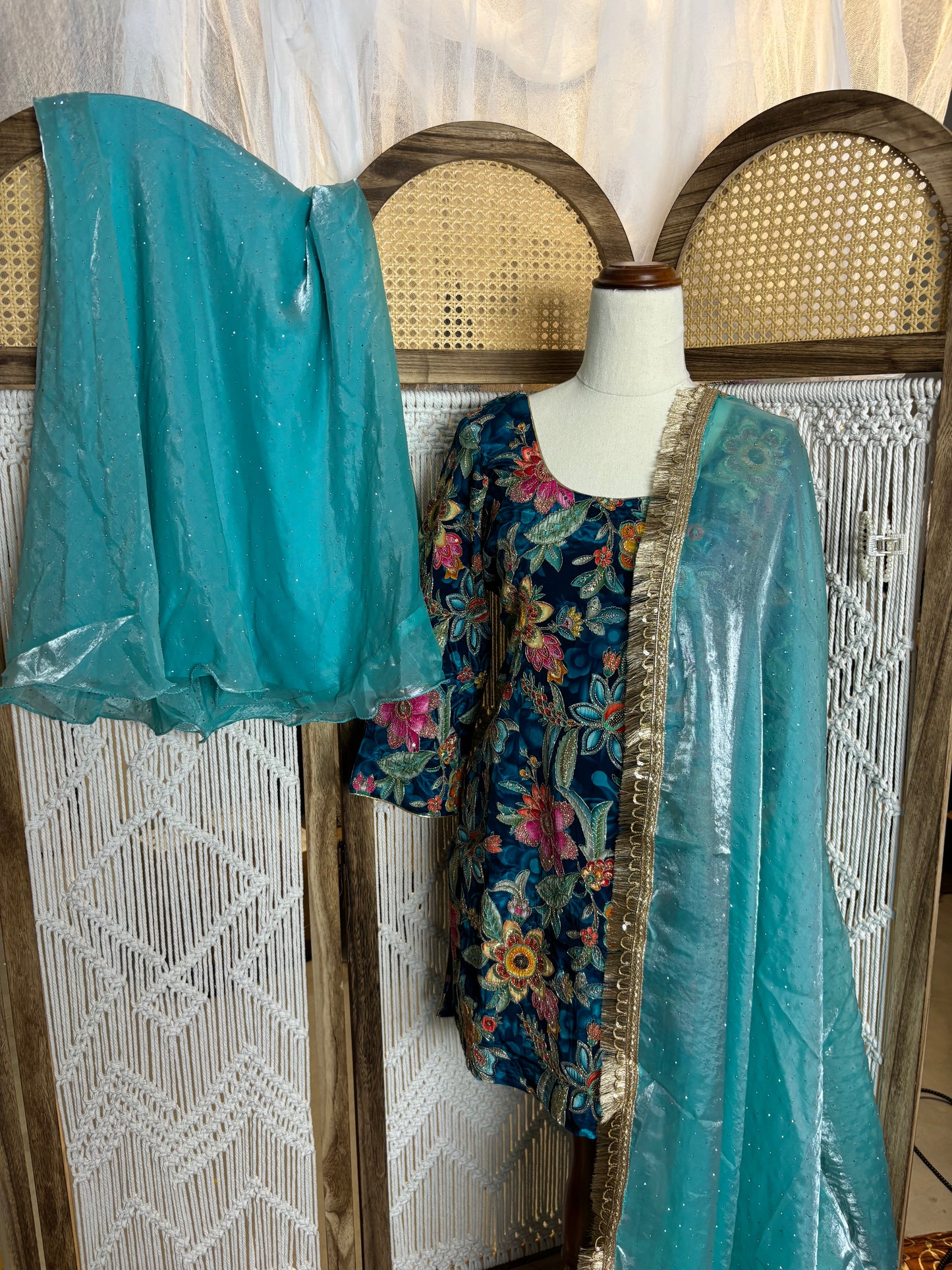 Party Wear Umbrella Plazo Suit