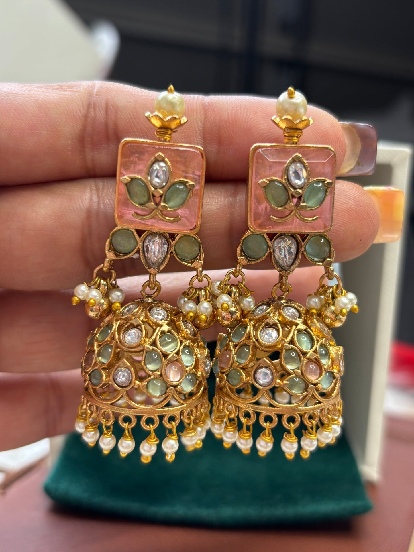 FMC1651 - Bikaneri Pachi Jhumki Earrings