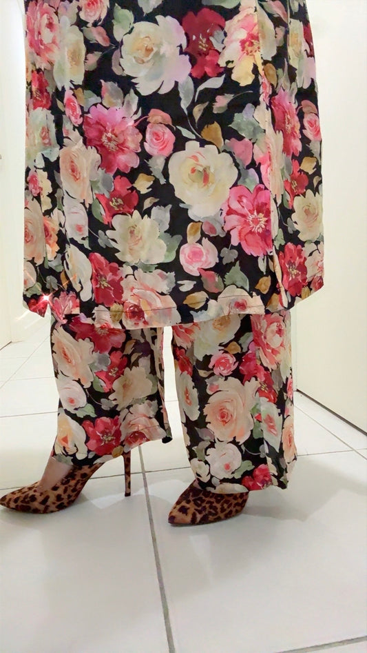 Pure Crepe Printed Cord Set