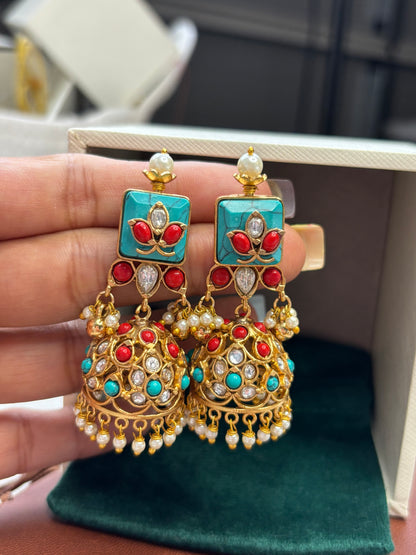 FMC1651 - Bikaneri Pachi Jhumki Earrings
