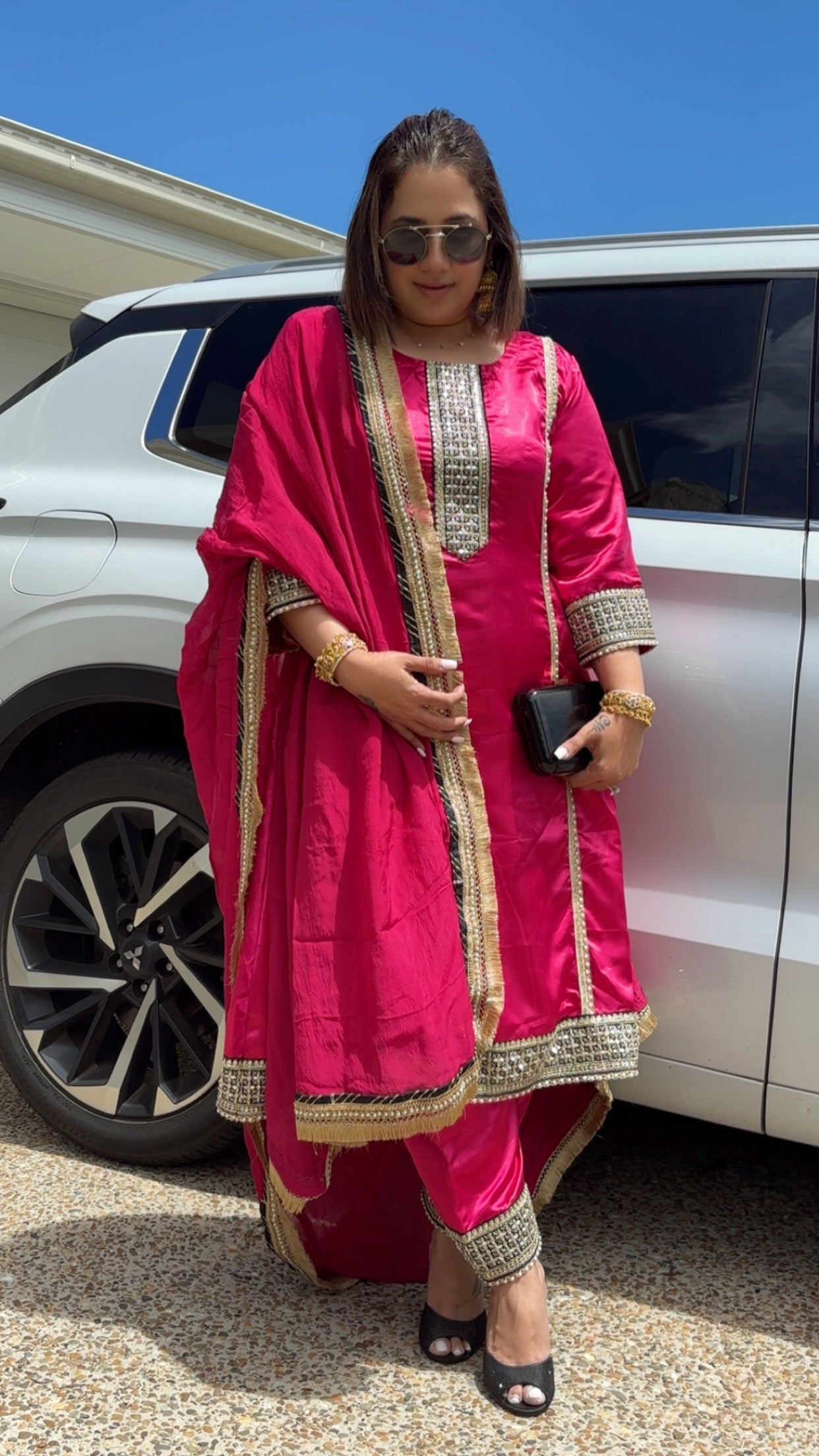 Satin Silk Celebrity Inspired Frock Suit