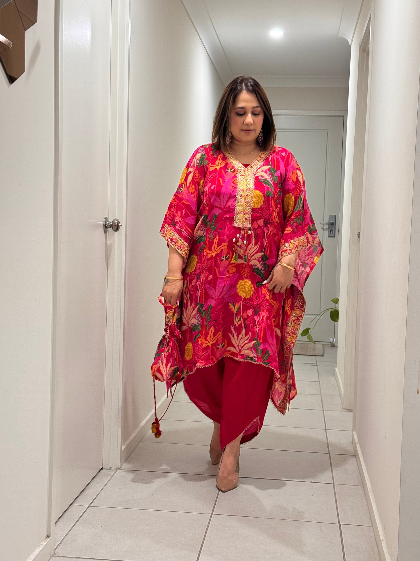 Fusion Kaftan with Dhoti Salwar Suit
