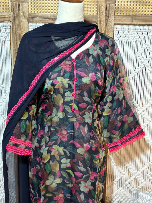 Classic Organza Blue Salwar Suit with Dupatta