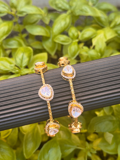 FMC2180 - Mossanite Kundan Kangan Bangles