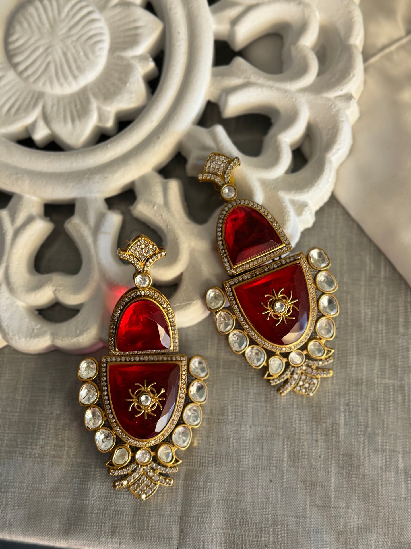 FMC1789 - Mossanite Kundan Earrings