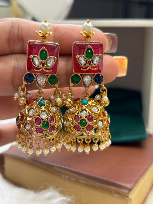 FMC1651 - Bikaneri Pachi Jhumki Earrings