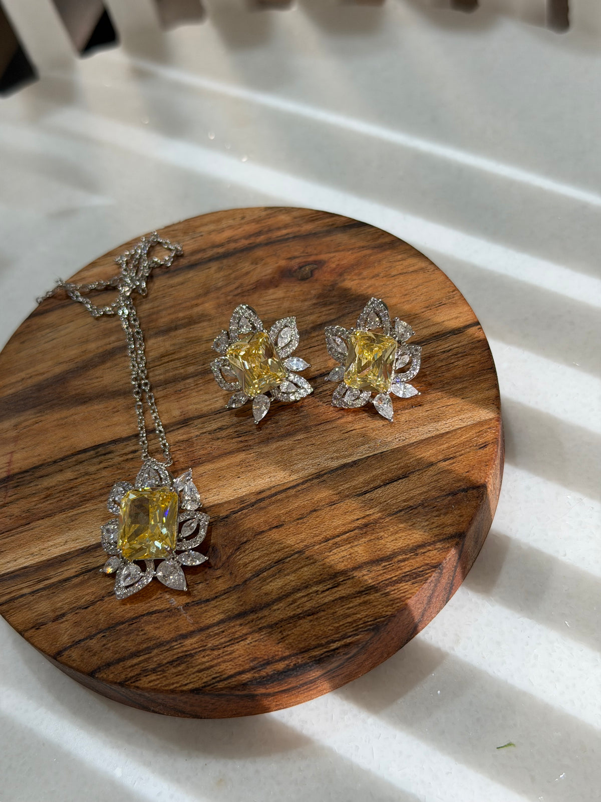 White Gold Plated Pendant Set