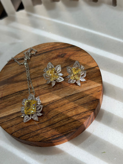 White Gold Plated Pendant Set