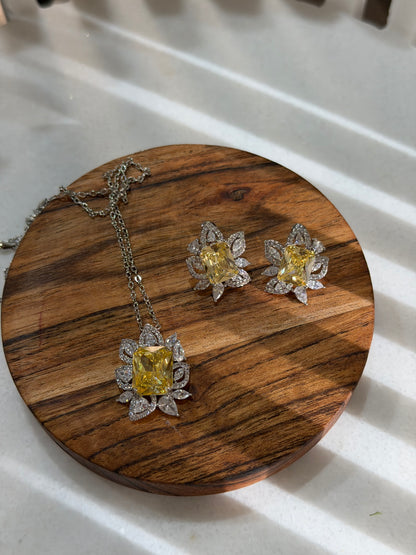 White Gold Plated Pendant Set