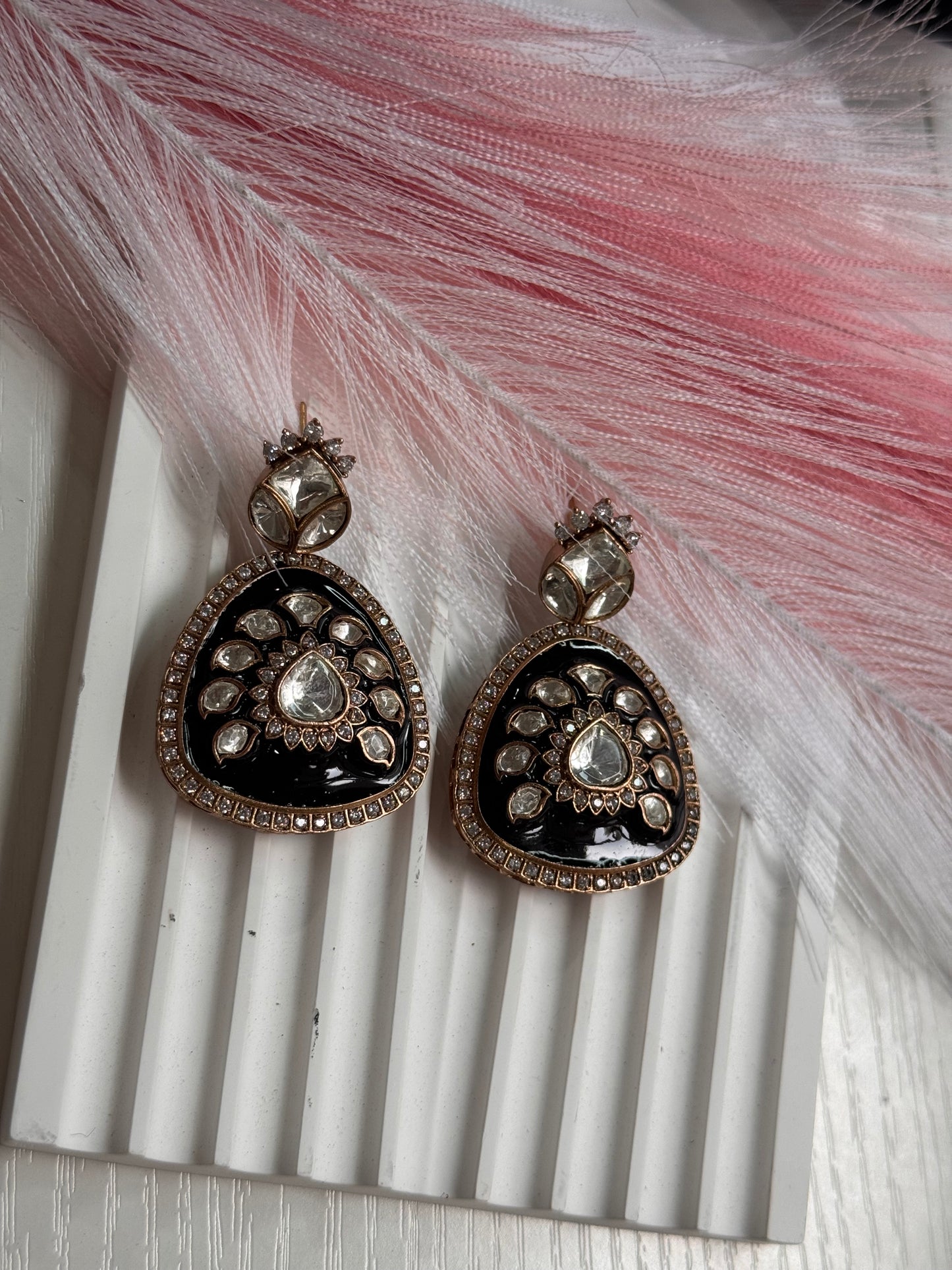 FMC1215 - Meenakari Mossanite Kundan Earrings