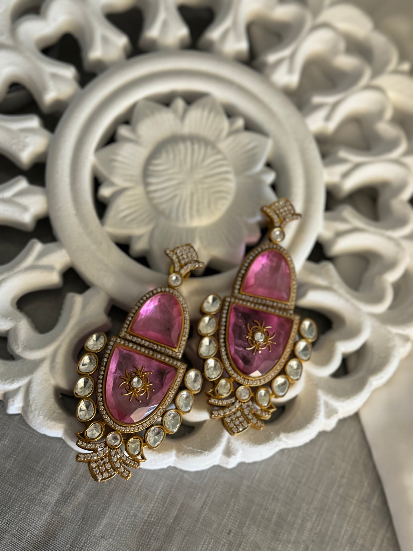 FMC1789 - Mossanite Kundan Earrings