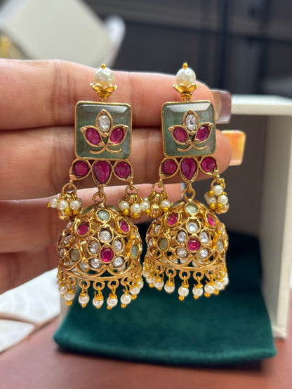 FMC1651 - Bikaneri Pachi Jhumki Earrings