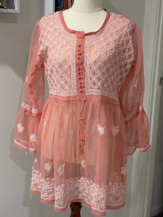 Short Lucknowi Chikenkari Kurti