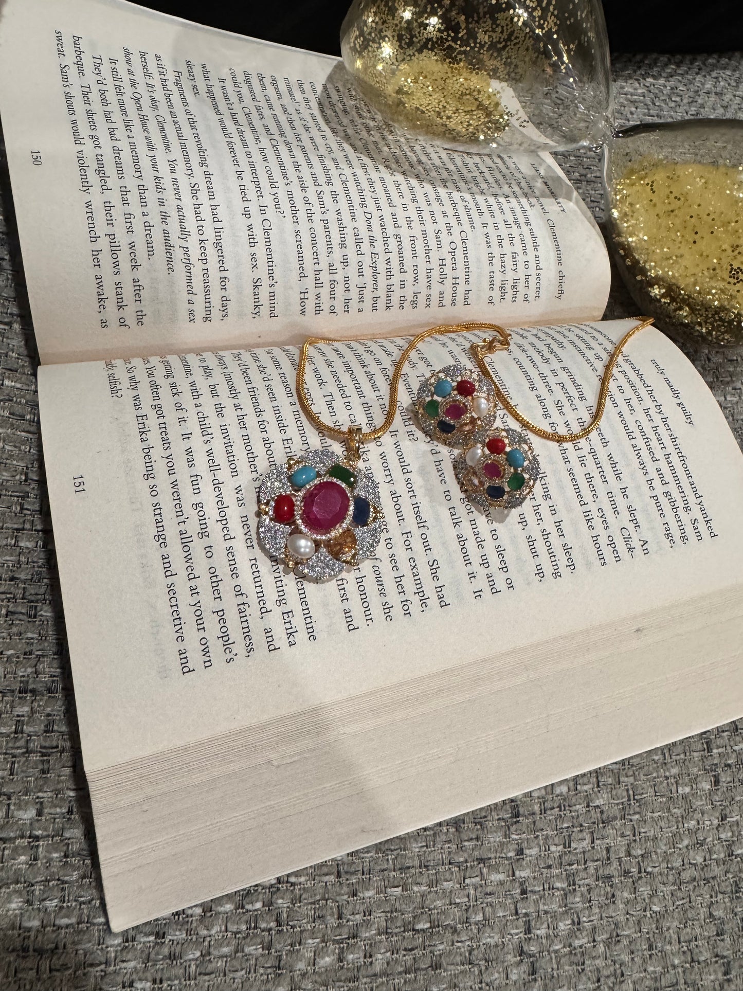 FMC649 - Navratan Pendant Set