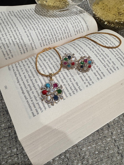 FMC656 - Navratan Pendant Set