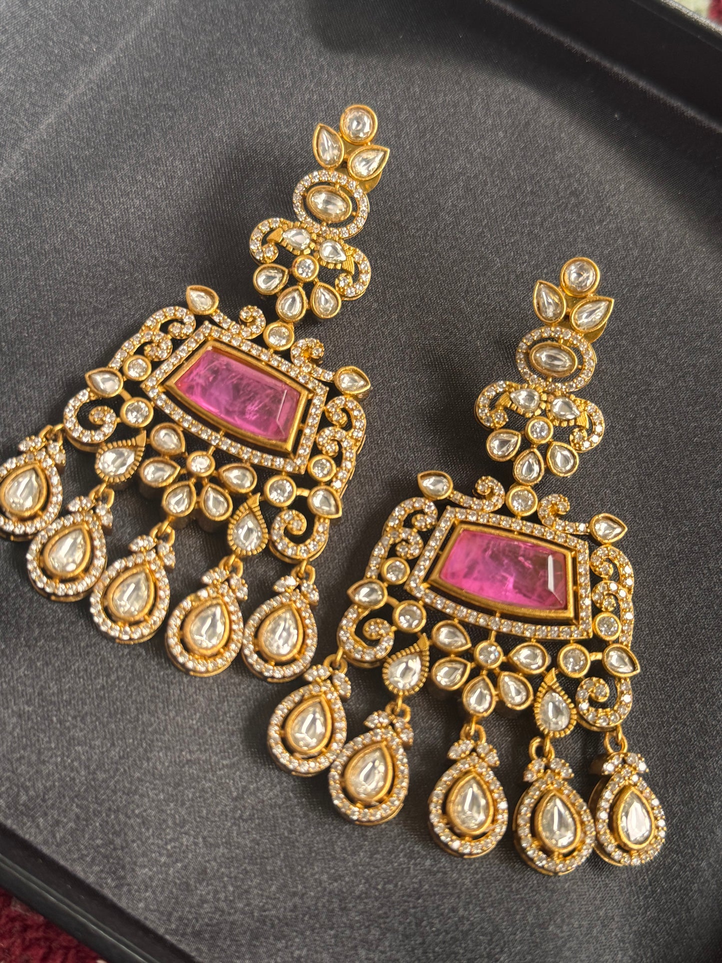 FMC1191 - Mossanite Kundan Earrings