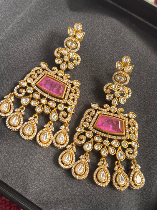 FMC1191 - Mossanite Kundan Earrings