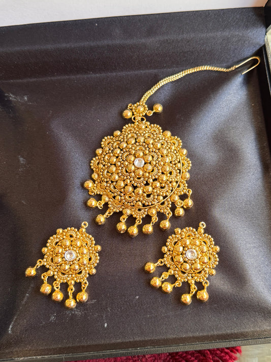 FMC1735 - Antique Gold Maangtikka Set