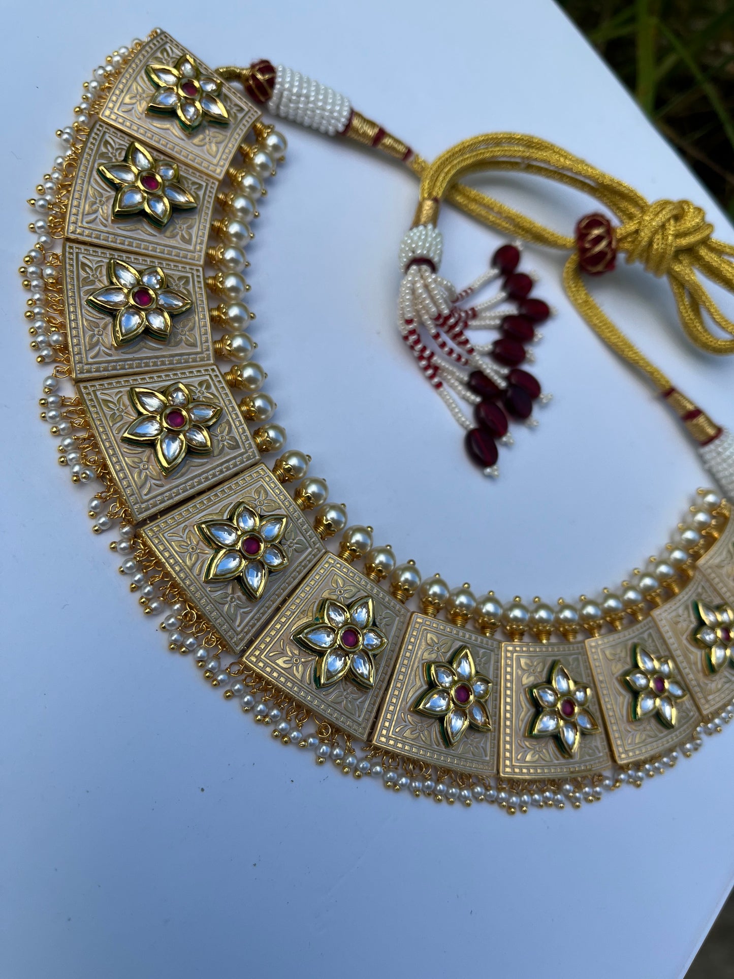 FMC1013 - Gold Plated Uncut Kundan Necklace