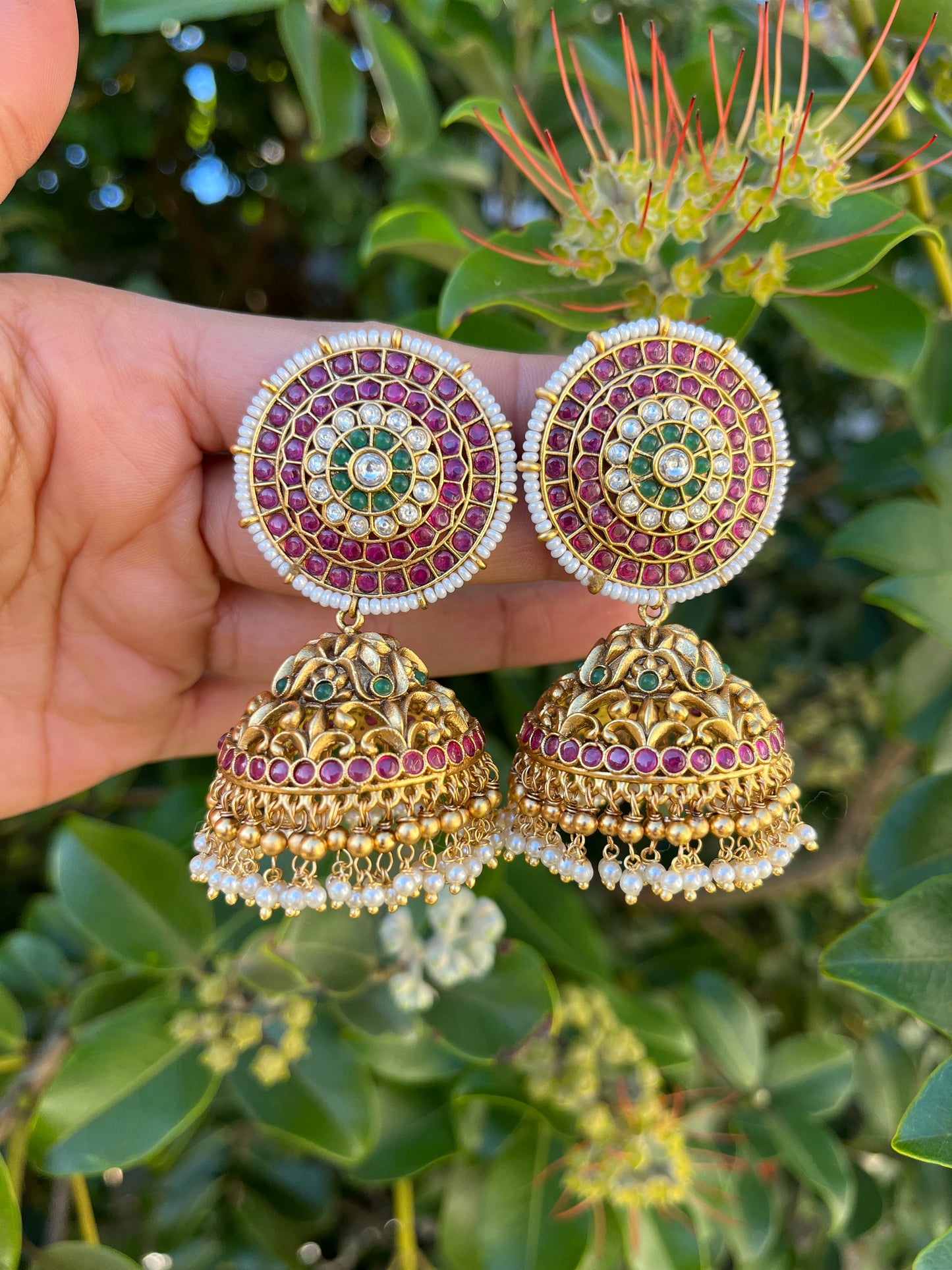 FMC117 - Uncut Kundan Gold Plated Earrings