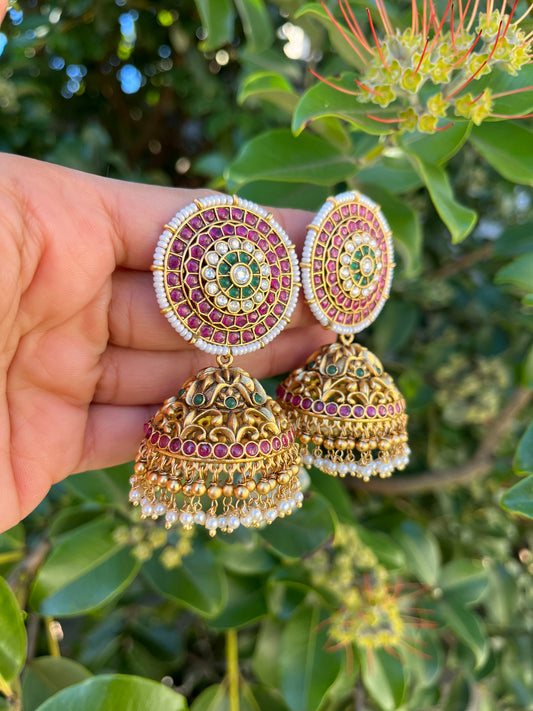 FMC117 - Uncut Kundan Gold Plated Earrings