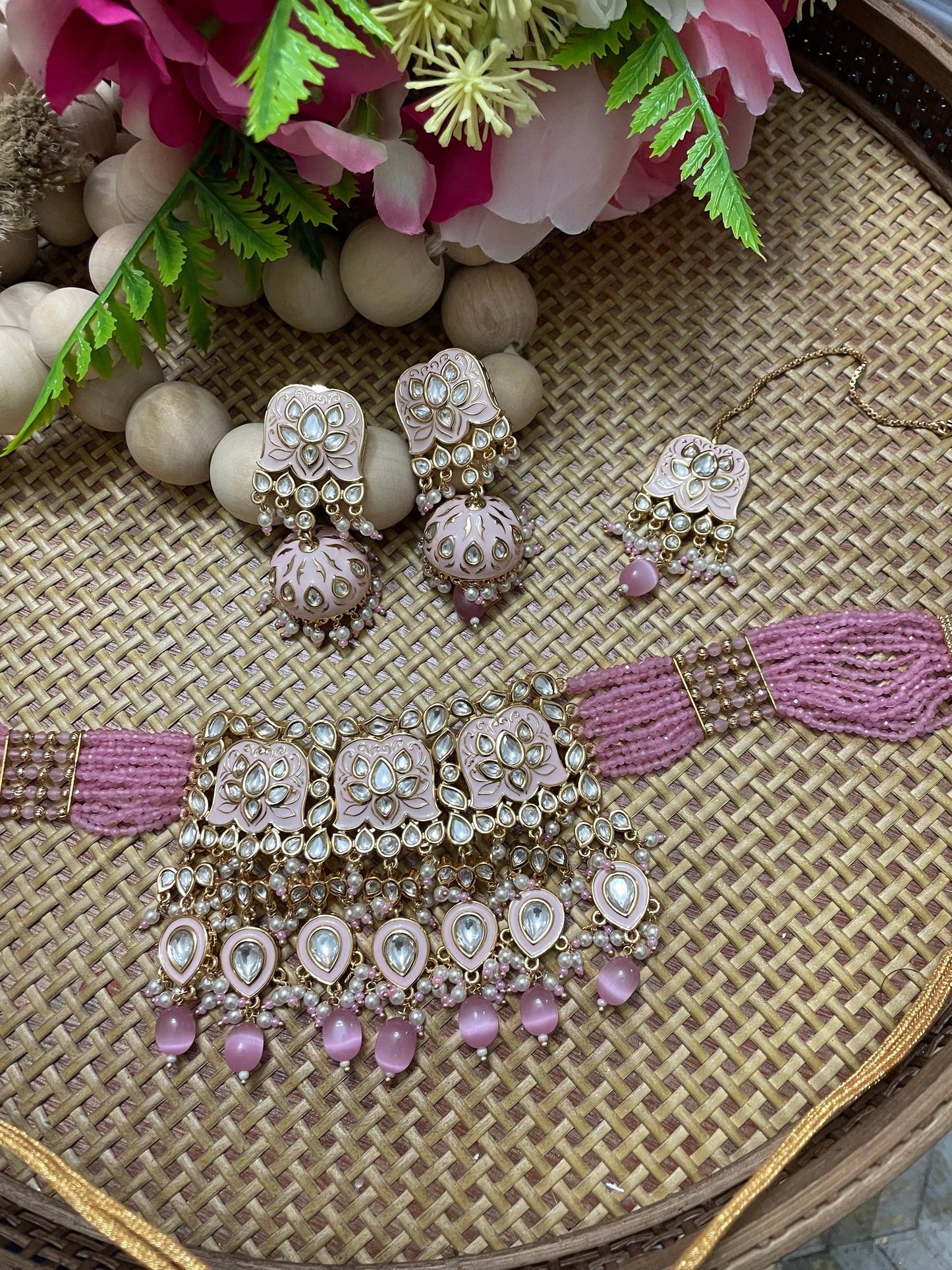 FMC201 - Pink Uncut Kundan Necklace - $40 OFF